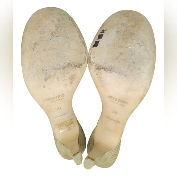 Miu Miu Black & Beige Glitter Mary Jane Pumps, Womens 38 EU (8 US) - Picture 8 of 11